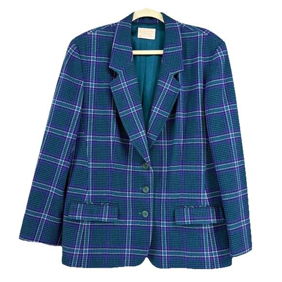 Women’s Pendleton‎ Wool Purple Teal Plaid Plus Size 18 Button Closure Business - Picture 3 of 6